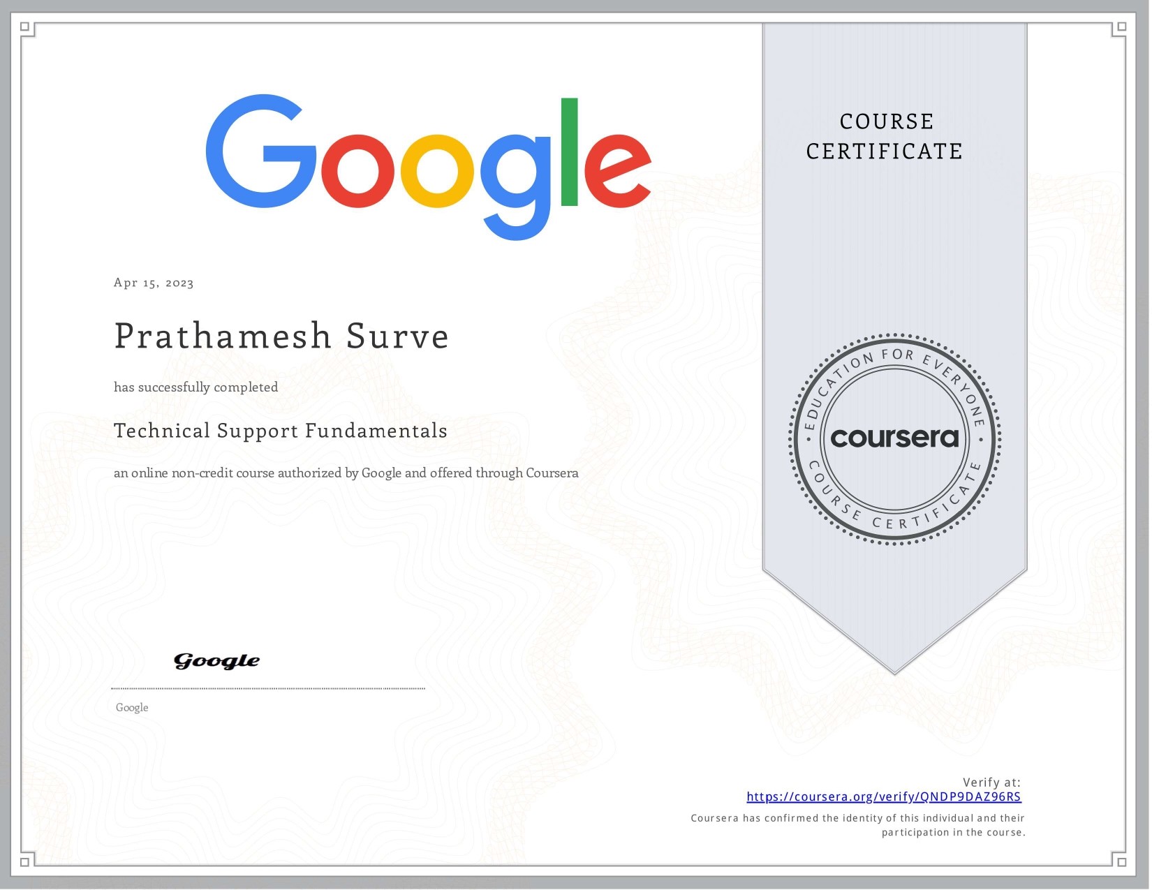 Technical Support Fundamentals by Google Certificate by Coursera